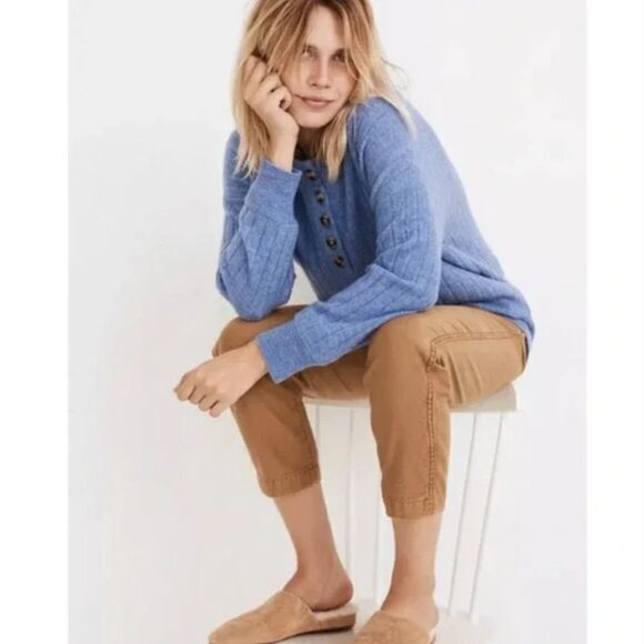NEW Madewell Donegal dowden Henley Sweater in‎ Coziest Yarn, blue, 2X - Picture 4 of 16